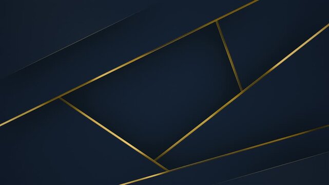 Elegant dark blue abstract background with intersecting gold geometric lines modern luxury design