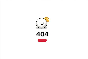 Fototapeta premium Sad cartoon character with 404 error message and glitching effect on