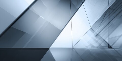 Abstract Geometric Architecture with Reflective Glass Surfaces and Angles