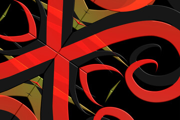Beautiful red  line art batik ethnic dayak aztec pattern gradient Background	