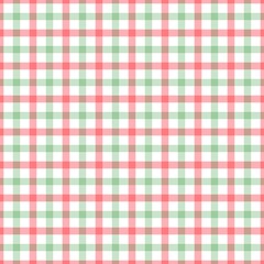 Pink and green gingham checkered pattern background. Soft pastel plaid seamless design. Sweet vintage fabric texture. Cozy picnic tablecloth pattern for retro aesthetic style.