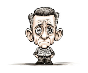 Cartoon character sad man illustration monochrome style