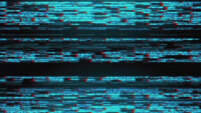 Dynamic glitch effect with vibrant blue and red data distortions on dark background for abstract motion graphics
