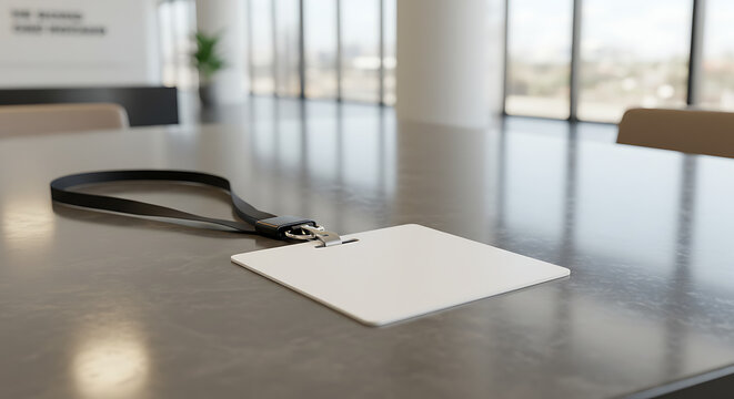 Blank ID Badge on Table