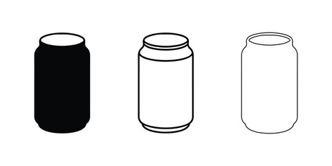 Vector soda can design, Beverage tin outline and silhouette