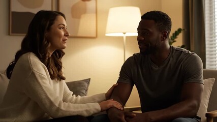 Woman offering comfort to a man, showing empathy and support