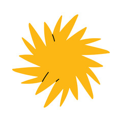 Large spiky yellow star shape on a white isolated background for creative design vector illustration