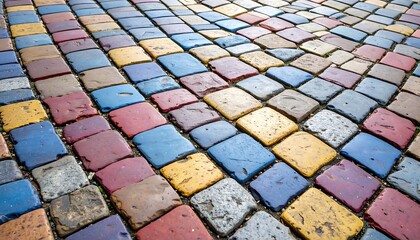 Colorful pavement tiles in diagonal pattern