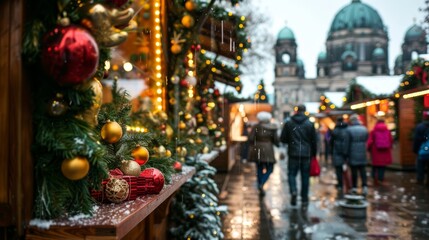 Obraz premium Exploring the enchanting atmosphere of the festive christmas market in berlin, germany