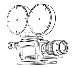 A sketch of vintage film video camera.
