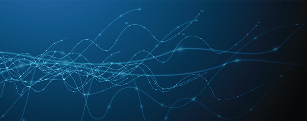 Technology science concept banner. Molecular technology structure with digital overlay