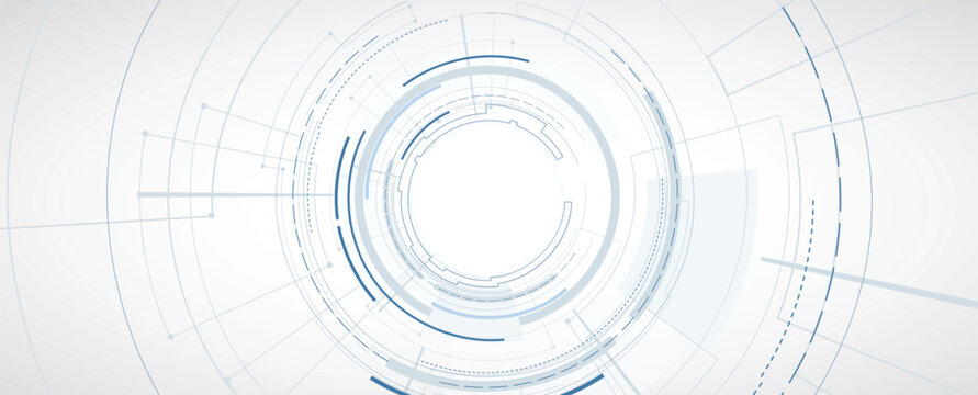 Technology science concept banner. Molecular technology structure with digital overlay