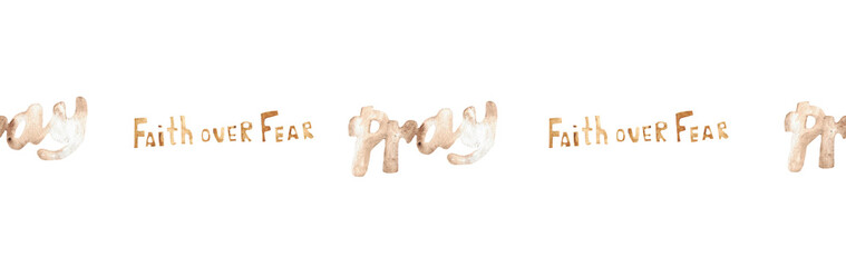 Watercolor Christian border.Watercolor hand-drawn border.