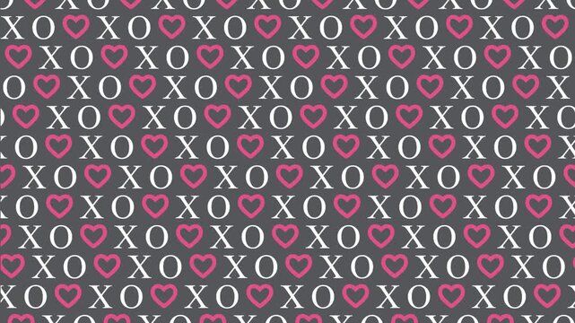 Repeating pattern of X and O letters with pink hearts
