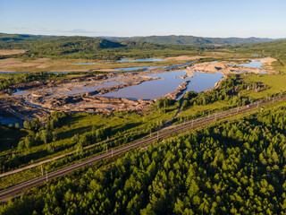 Stunning aerial view of Vladivostok's natural landscape and river
