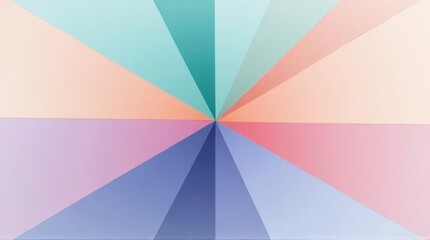 Colorful Geometric Pattern on White Background with Triangular Shapes in Pastel Shades