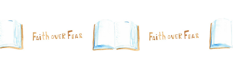 Watercolor Christian border.Watercolor hand-drawn border.