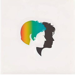 Colorful and black human silhouettes representing contrast and duality