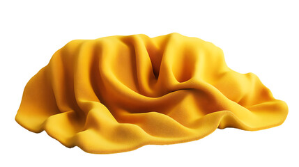 Textured Yellow Fabric Folds  Wrinkles Warm Cloth Material Surface Textile Background Element on transparent background