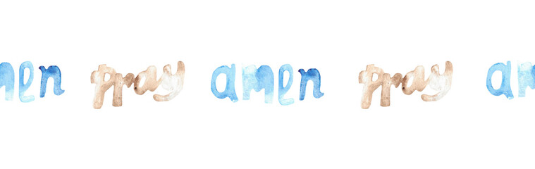 Watercolor Christian border.Watercolor hand-drawn border.