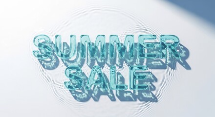Summer Sale ad creative. Clear water effect ideal for retail promotions, summer marketing, vacation packages, pool services, beauty products.  Evokes relaxation, savings.