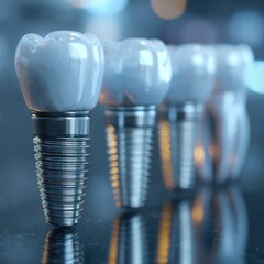 Dental implants in a row healthcare concept