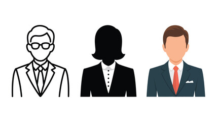 Set of business people icons diverse professional avatars in flat vector style isolated on white background