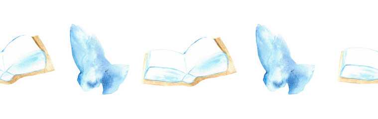 Watercolor Christian border.Watercolor hand-drawn border.