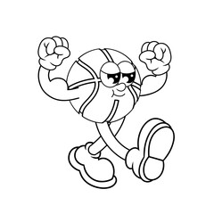 Retro character design of strong basketball outline