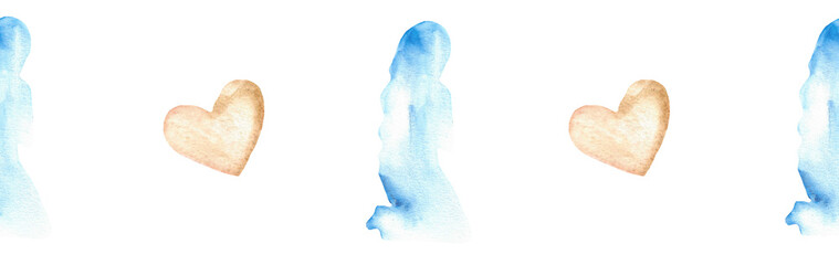  Watercolor Christian border.Watercolor hand-drawn border.