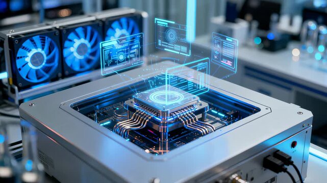 Advanced Computer Processor with Floating Holographic Data Displays