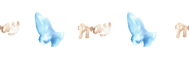  Watercolor Christian border.Watercolor hand-drawn border.