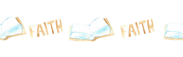  Watercolor Christian border.Watercolor hand-drawn border.