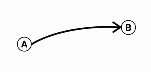 Abstract curved arrow from point a to point b vector graphic illustration scalable eps icon silhouette vector illustration white background