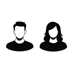 Scalable vector illustration of man and woman silhouettes for user profile icons and avatars silhouette vector illustration white background