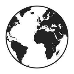 Black and white earth globe illustration vector scalable eps icon for global concepts and earth representation silhouette vector illustration white background