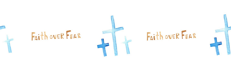 Obraz premium Watercolor Christian border.Watercolor hand-drawn border.