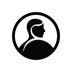 Striking black and white circular human profile icon vector illustration scalable eps graphic silhouette vector illustration white background