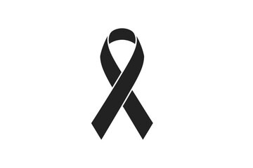 Symbolic black ribbon vector illustration scalable eps graphic for mourning and support awareness silhouette vector illustration white background
