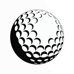 Striking black and white golf ball stencil art vector illustration scalable eps icon for sports graphics silhouette vector illustration white background