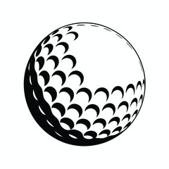 Striking black and white golf ball stencil art vector illustration scalable eps icon for sports design projects silhouette vector illustration white background