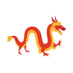 Colorful Taiwan dragon in traditional style on white isolated background for culture and festival vector illustration