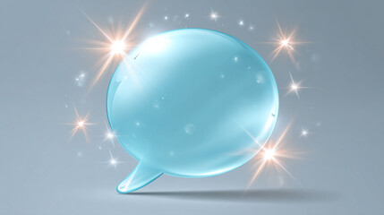 A luminous, transparent speech bubble shimmers against a muted backdrop, radiating positivity and the potential for inspiring conversations.