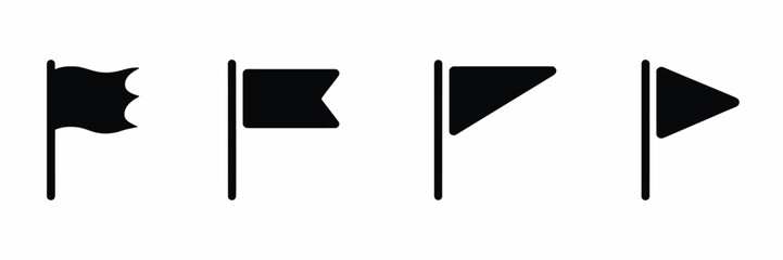 Collection of four distinct black flag icons vector graphic illustration scalable eps format silhouette vector illustration white background