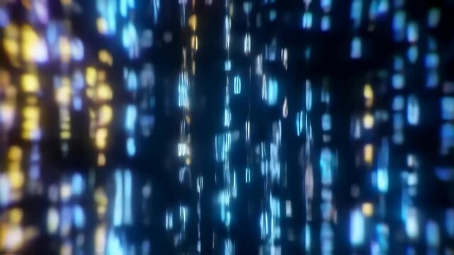 Abstract Data Stream Visualization with Glowing Binary Code.