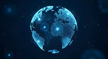 Abstract digital earth globe with glowing connections, symbolizing global network, technology, and communication in a futuristic and visually stunning representation