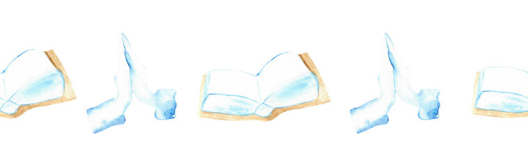 Watercolor Christian border.Watercolor hand-drawn border.