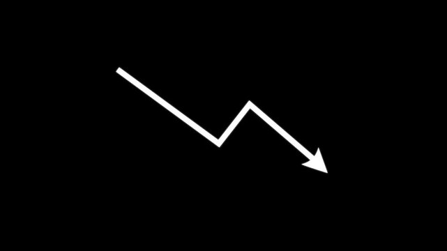 Business Growth Graph Going down. Alpha Channel Transparent Background.