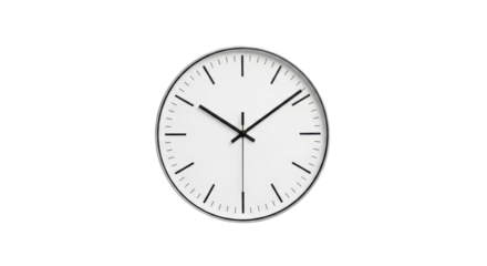 Classic modern clock telling time isolated PNG with Transparent Background