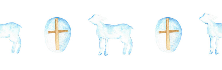 Watercolor Christian border.Watercolor hand-drawn border.